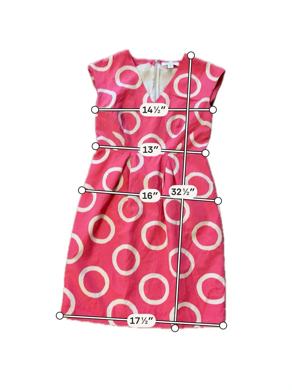 Banana Republic Silk Hot Pink Midi Dress with Tan Circle Print